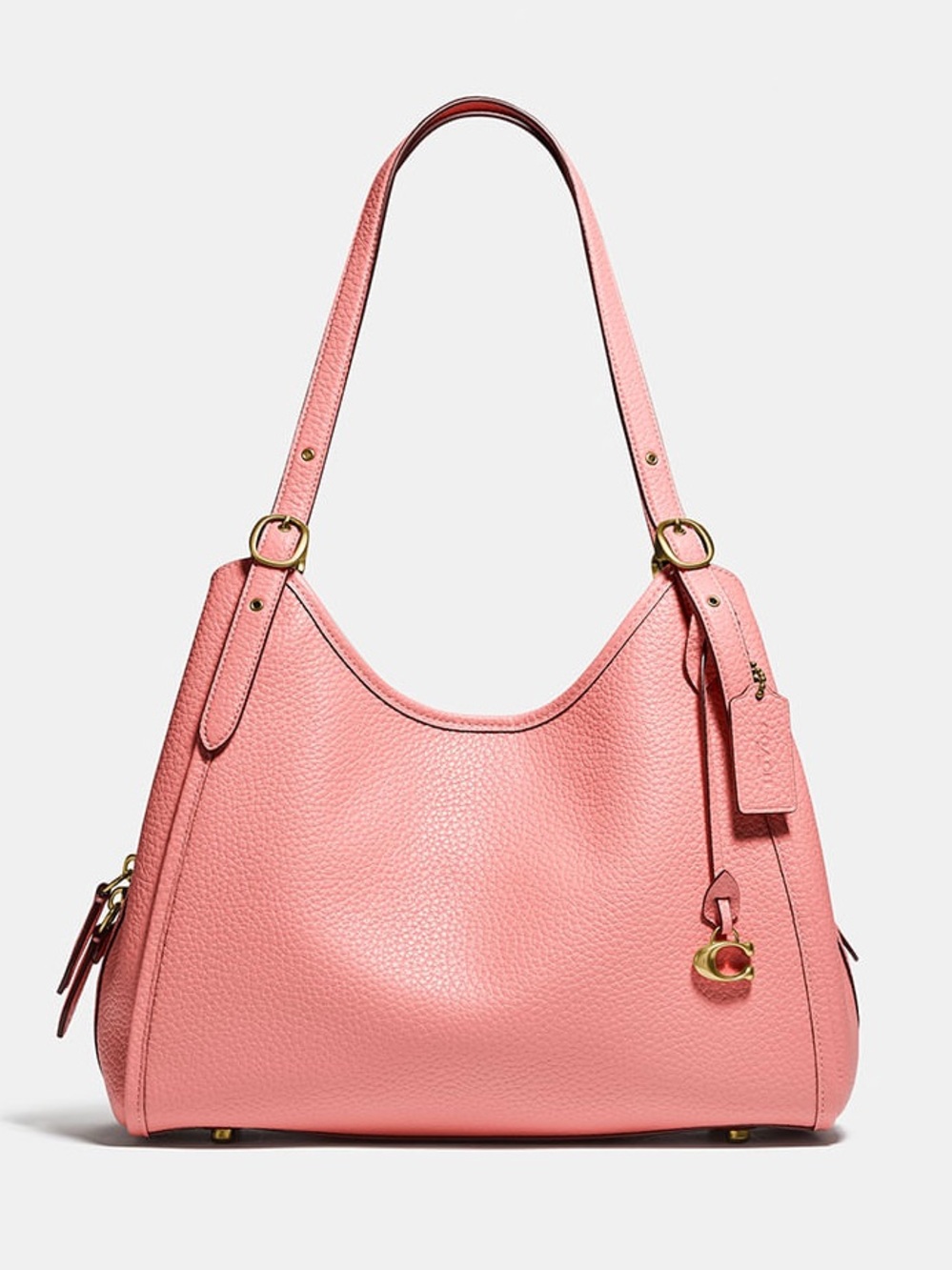 COACH C4824 Lori Candy Pink Rose Soft Pebbled Leather Shoulder Bag Hobo